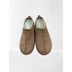 Platform 1" Brown Embroidered Slipper Boots Shoe Sherpa Lining Slip Size 41